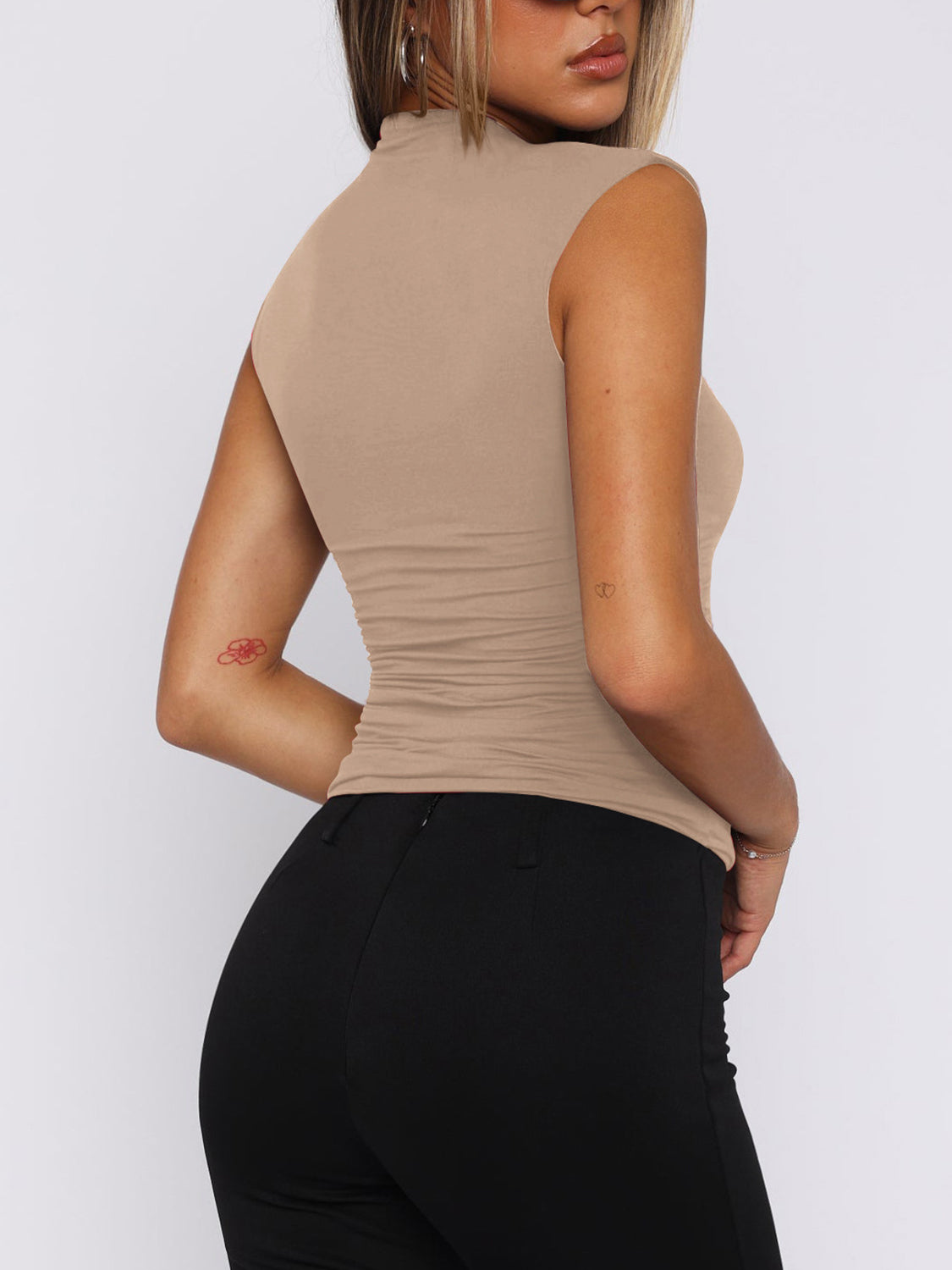 Sleek Silhouette Ruched Neckline Tank