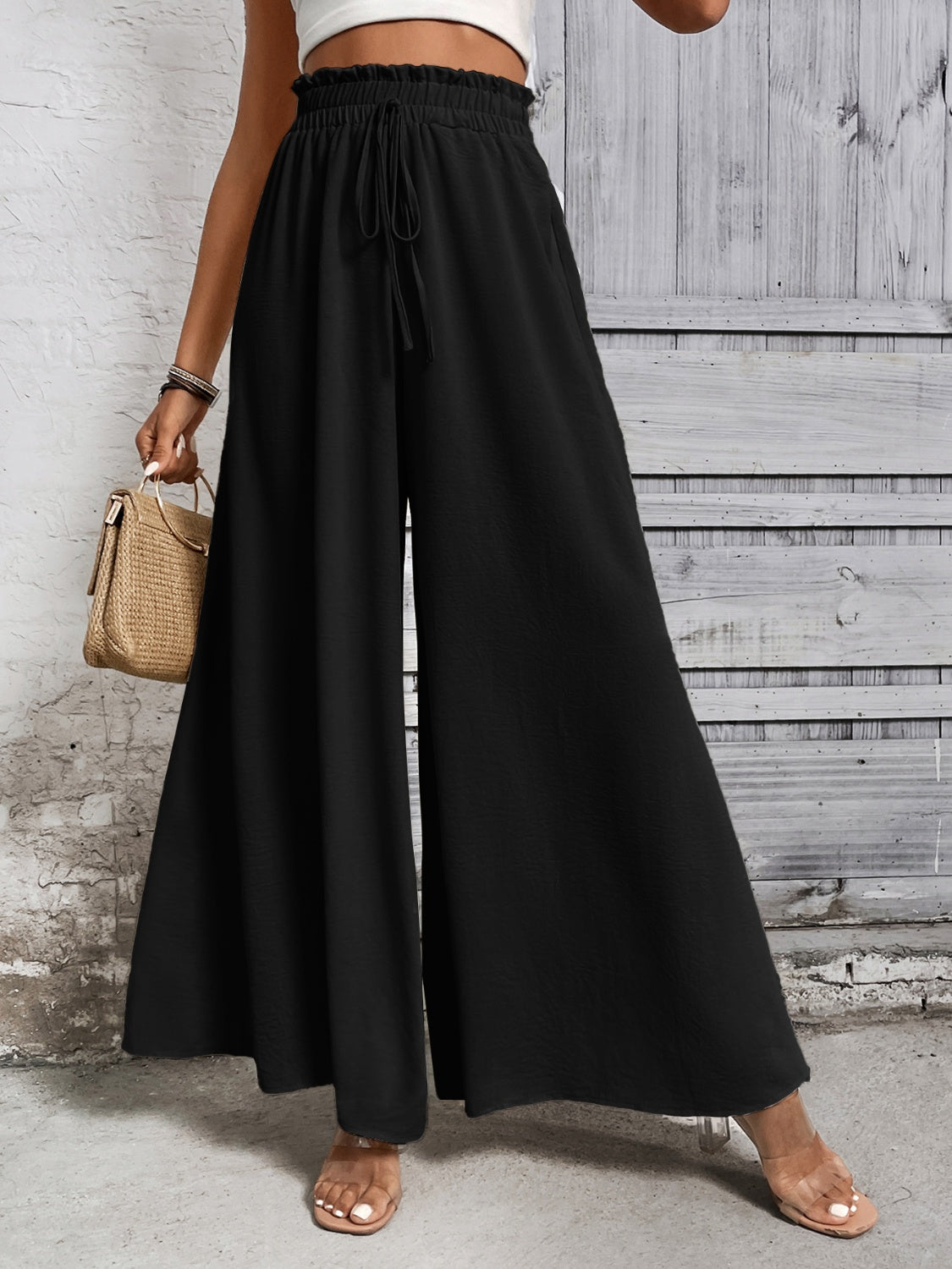 Honey Tied High Waist Wide Leg Pants – Effortless Style and Comfort