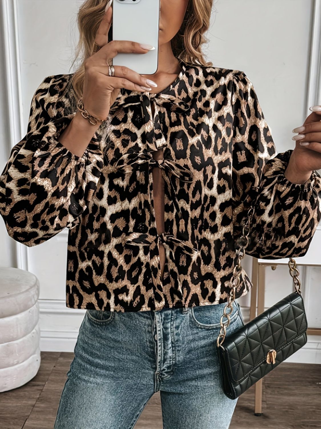 Fierce Flair Leopard Tie Top