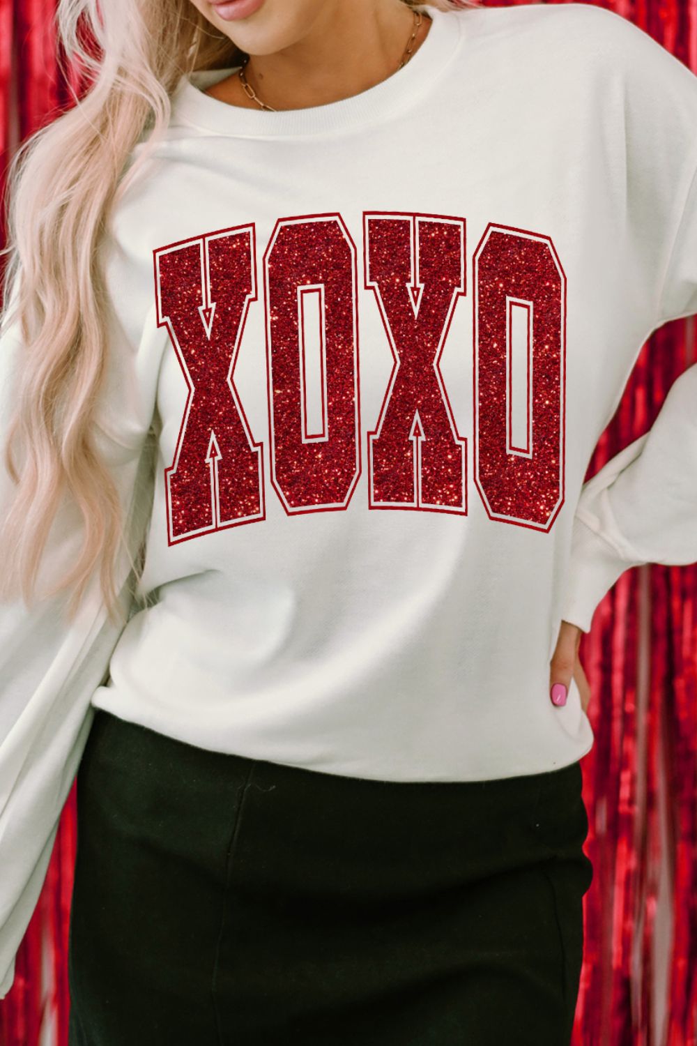 XOXO Sparkle Knit Sweater