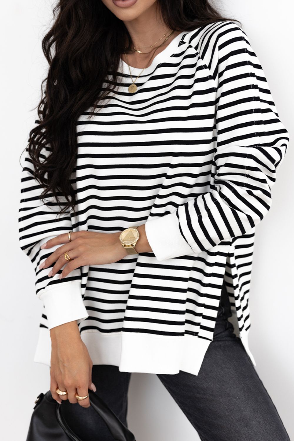 Relaxed Stripe Raglan Sweatshirt