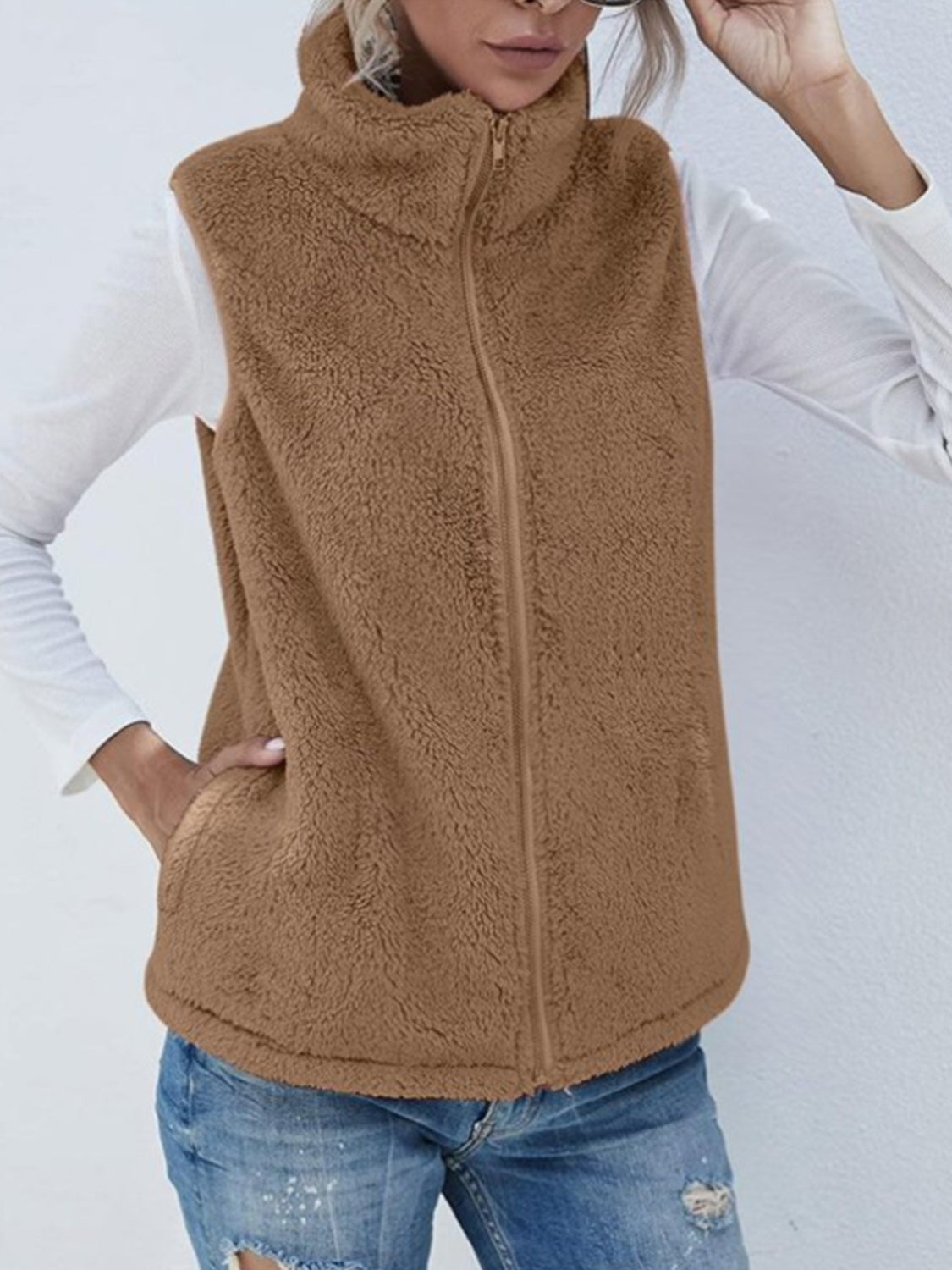 Soft Layers Fuzzy Vest Coat