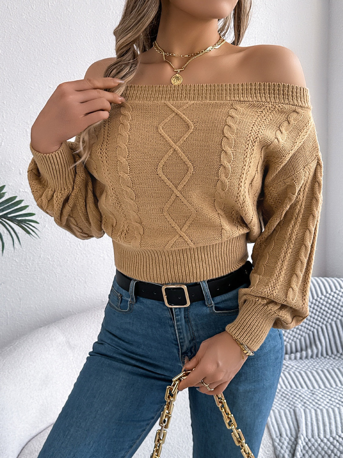 Winter Glow Cable Knit Top