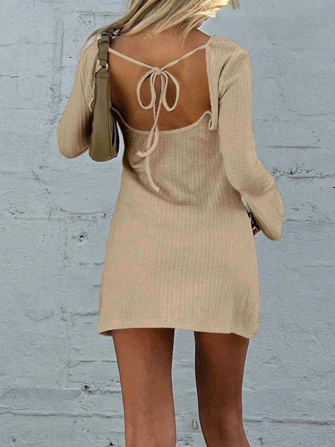 Sleek Charm Backless Long Sleeve Dress