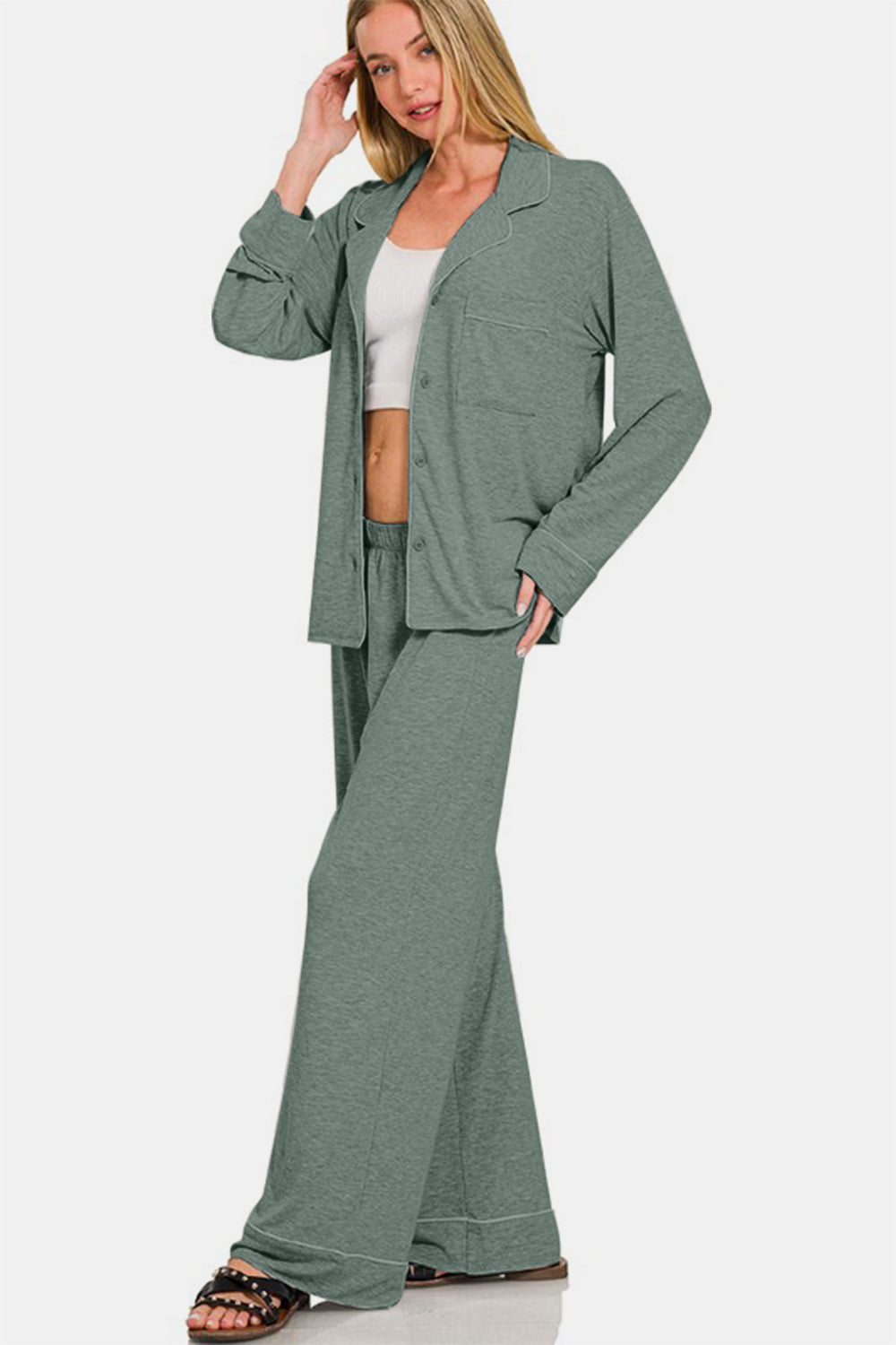 Cozy Chic Long Sleeve Top and Pants Set