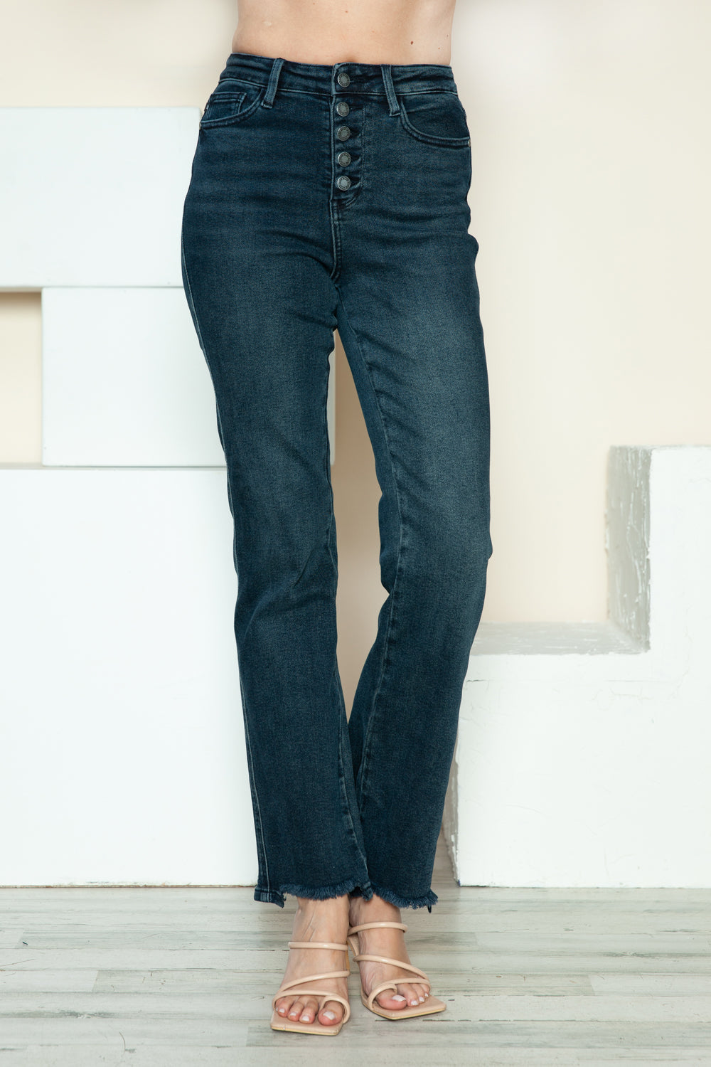 Laid-Back Luxe Distressed Straight Jeans