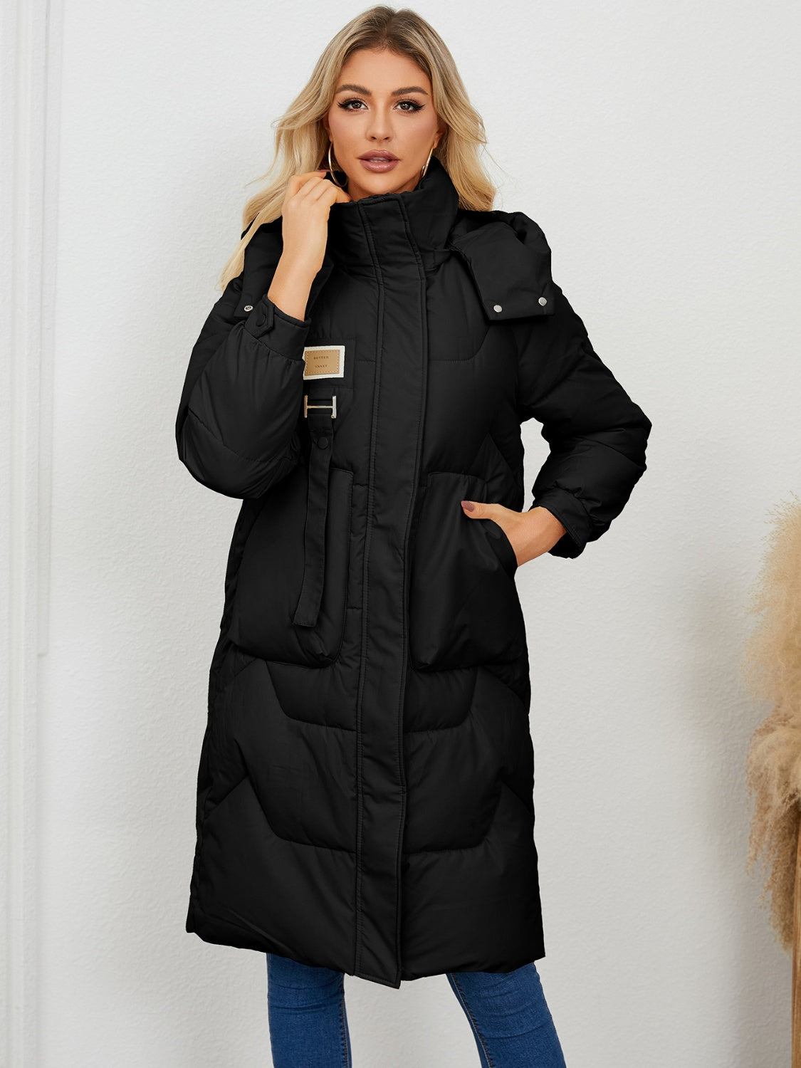 Long Sleeve Longline Hooded Winter Coat – Stylish & Practical Cold-Weather Essential