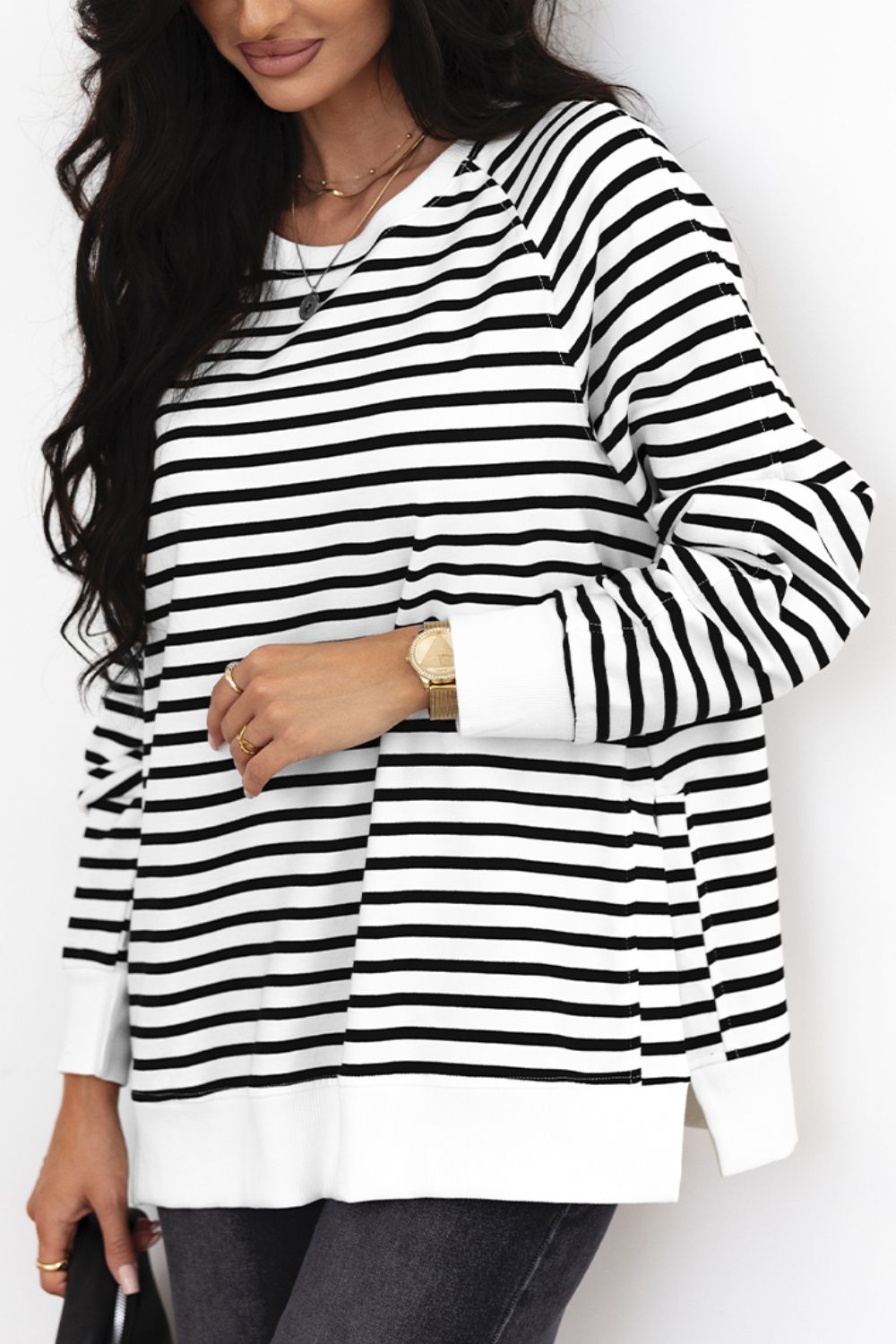 Relaxed Stripe Raglan Sweatshirt