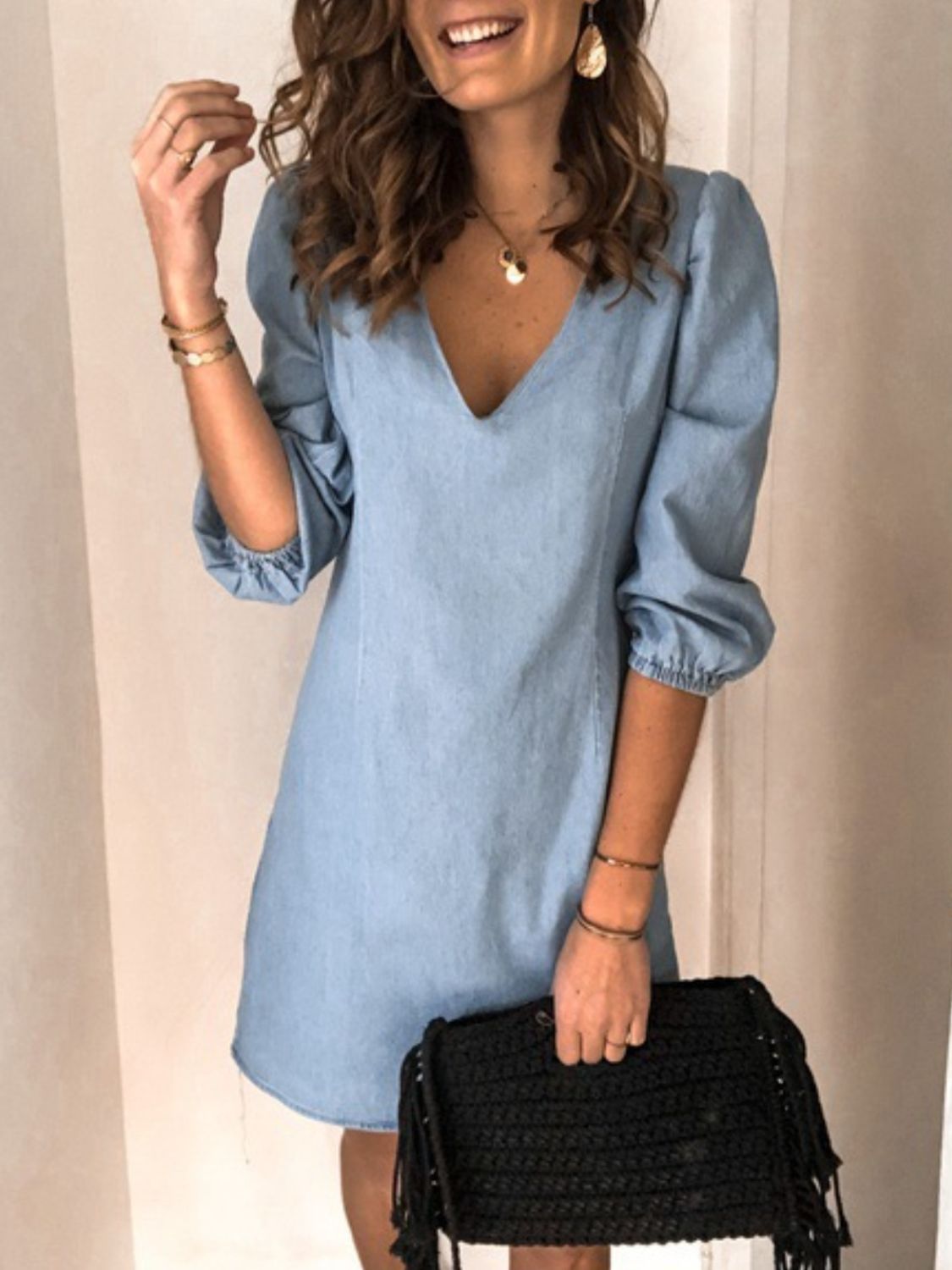 Full Size V-Neck Half Sleeve Dress – Effortless Elegance for Every Day