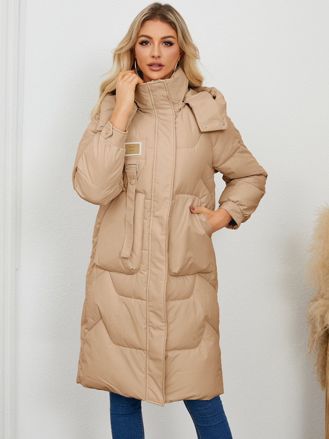 Long Sleeve Longline Hooded Winter Coat – Stylish & Practical Cold-Weather Essential