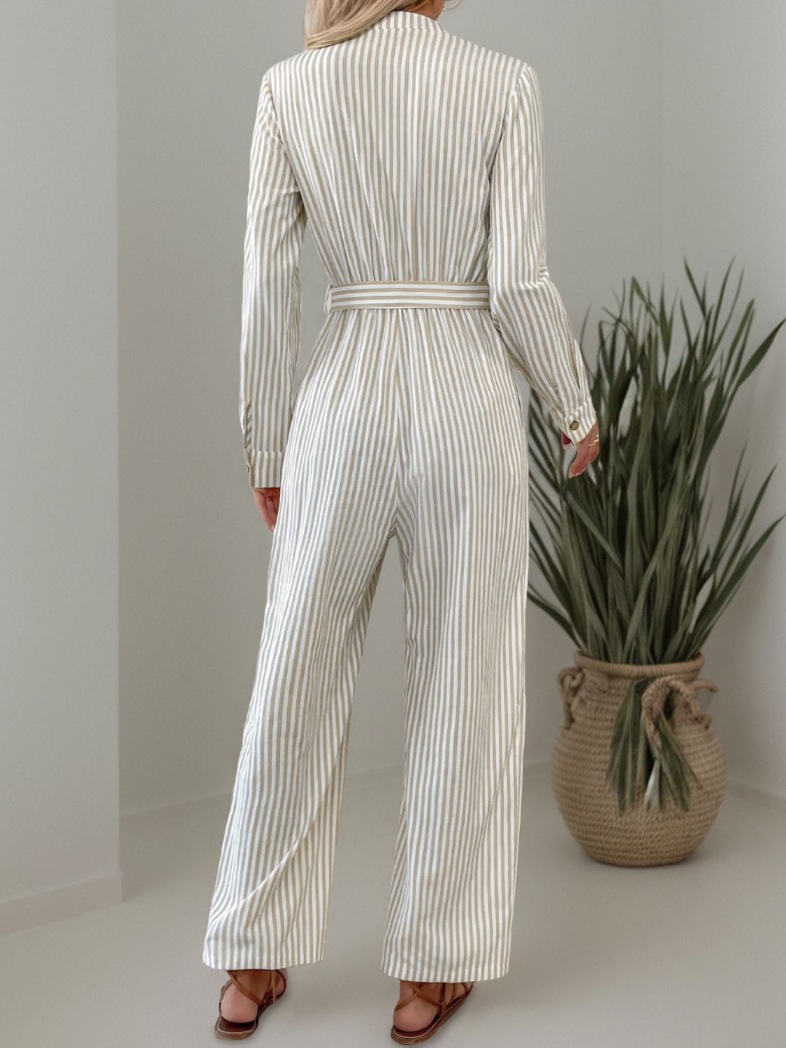 Stripe & Stroll Tie Waist Jumpsuit