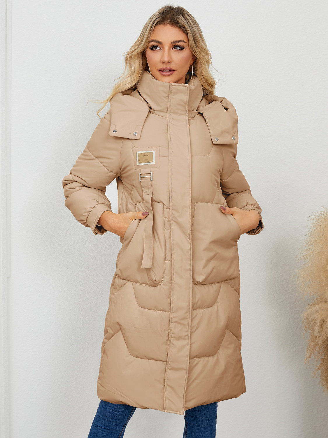 Long Sleeve Longline Hooded Winter Coat – Stylish & Practical Cold-Weather Essential