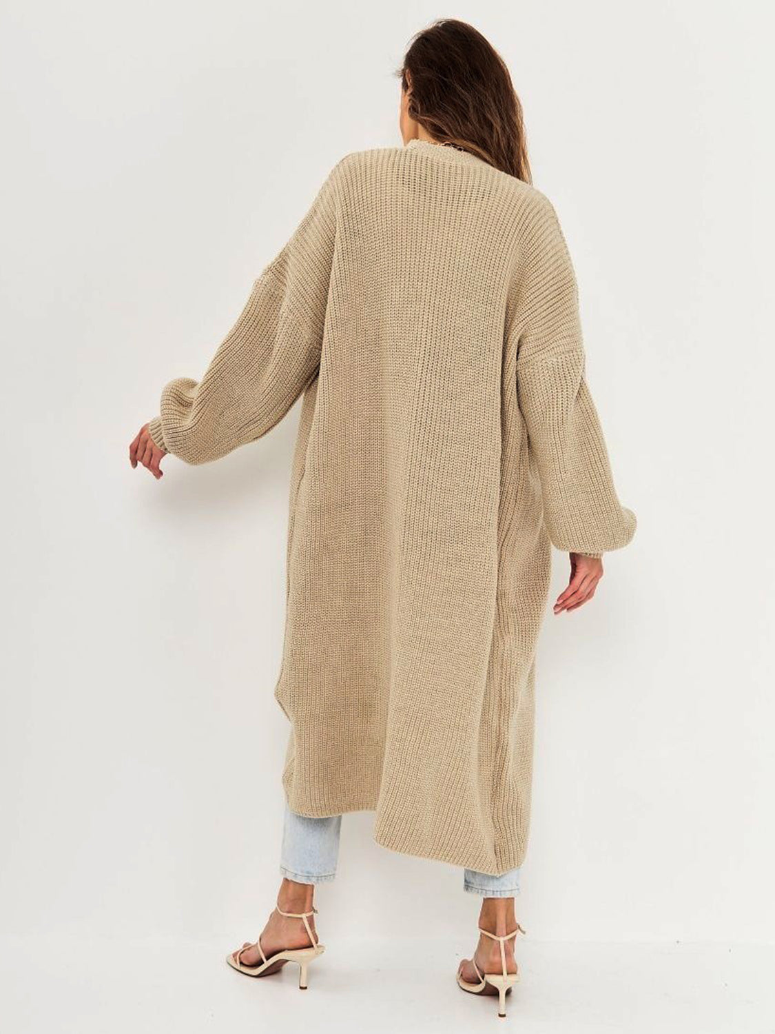 Open Front Long Sleeve Longline Cardigan – Effortlessly Stylish Layering Piece