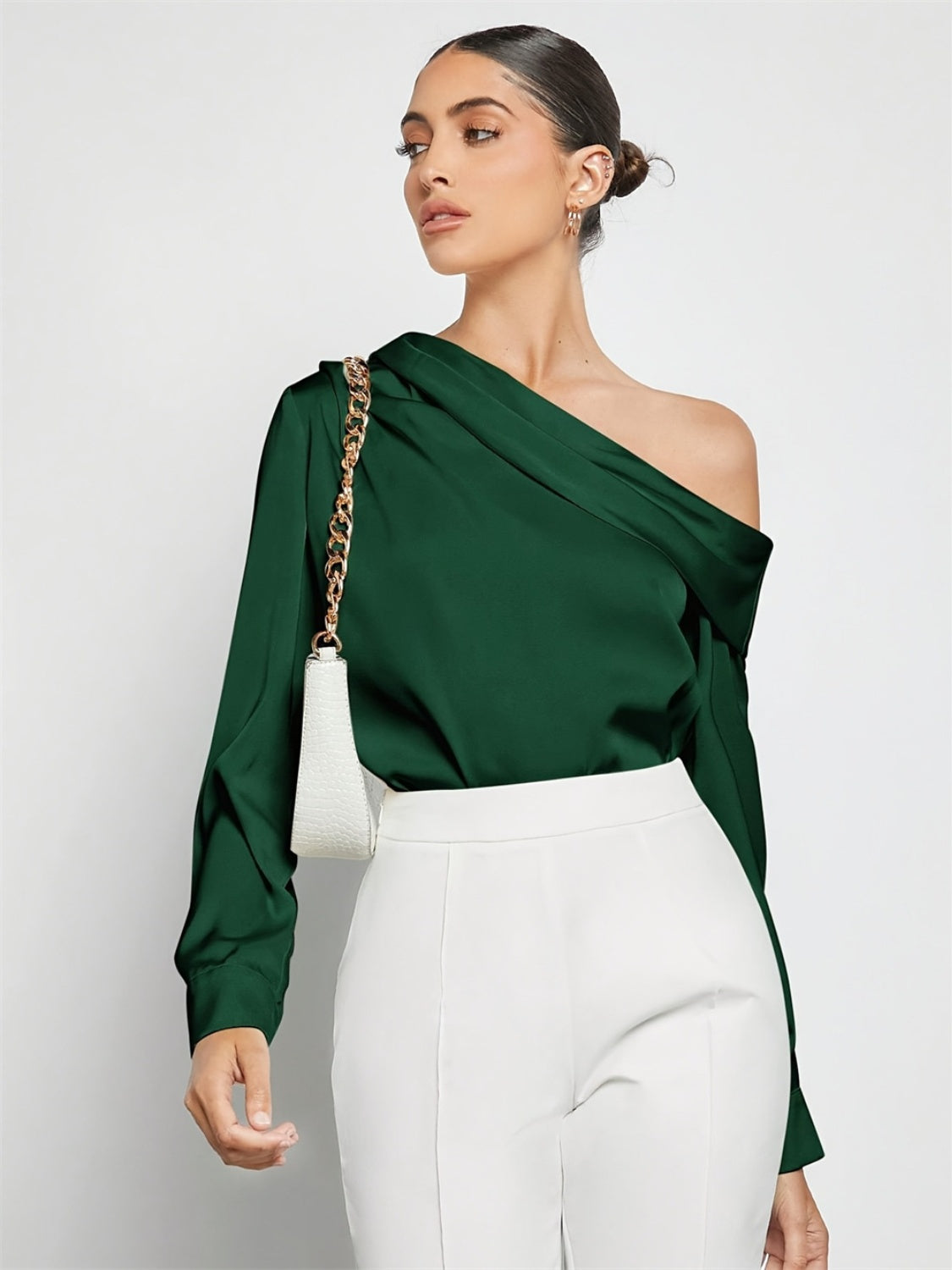 Polished Grace One-Shoulder Blouse