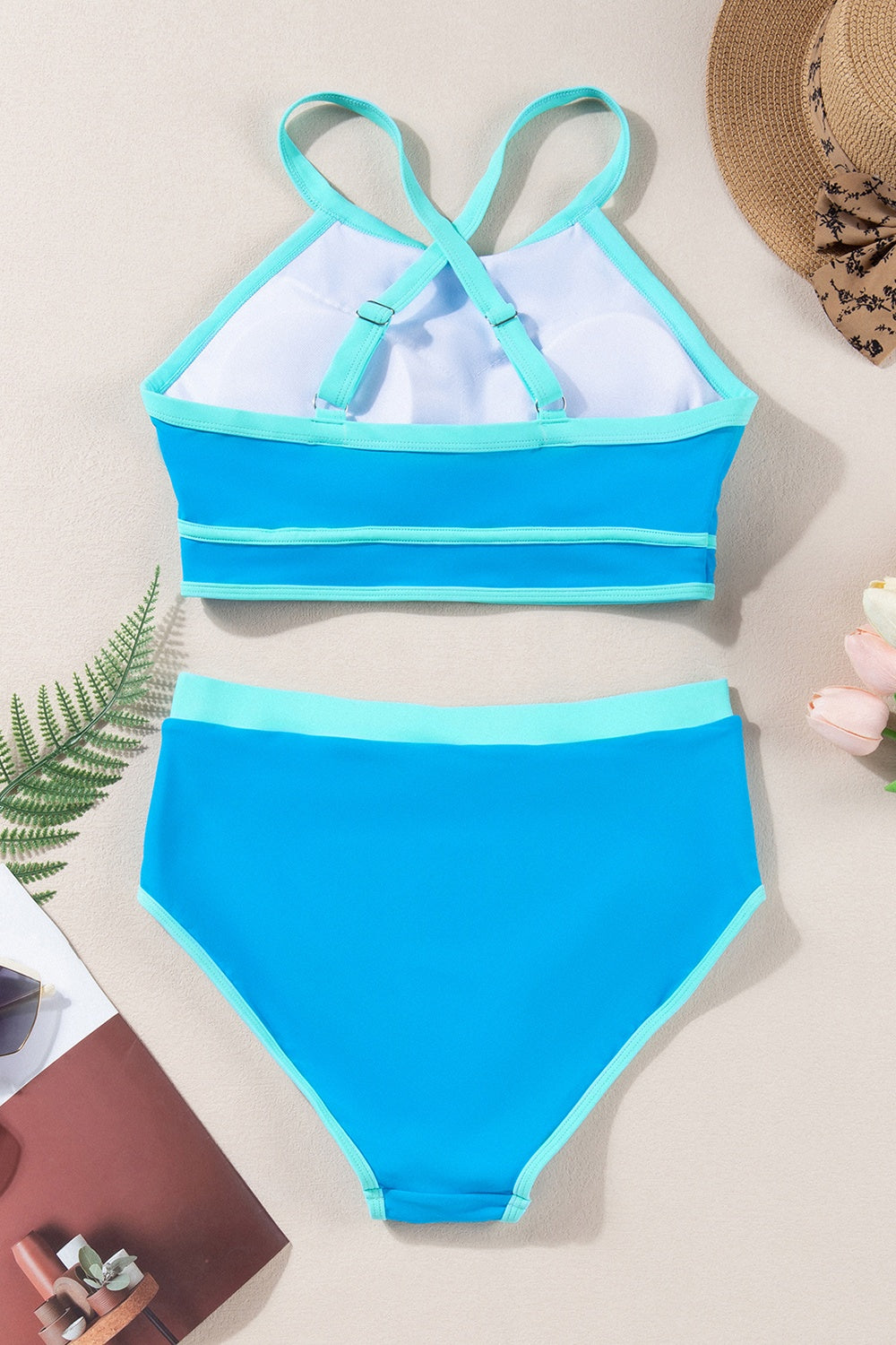 Crisscross Round Neck Two-Piece Swim Set – Stylish & Supportive Beachwear