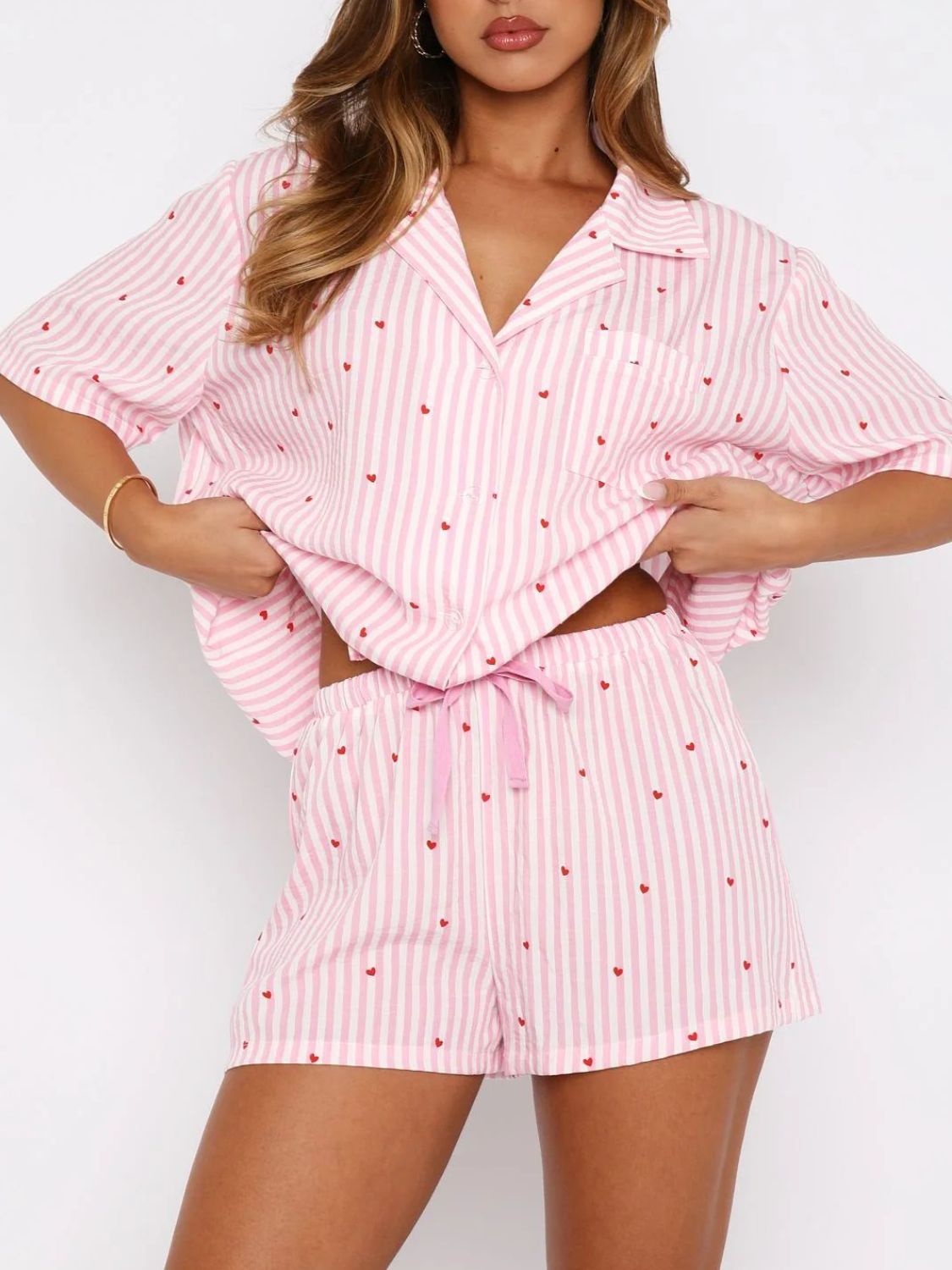 Love in Bloom Collared Top and Shorts Set