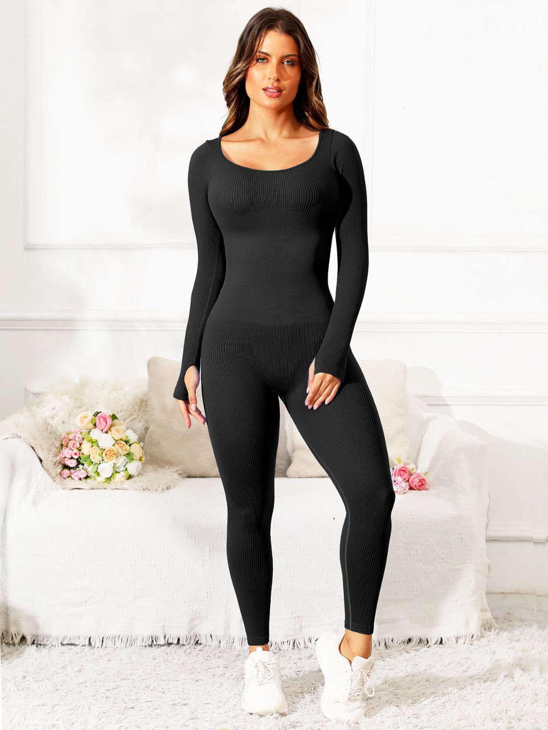 Sleek Motion Scoop Neck Active Jumpsuit