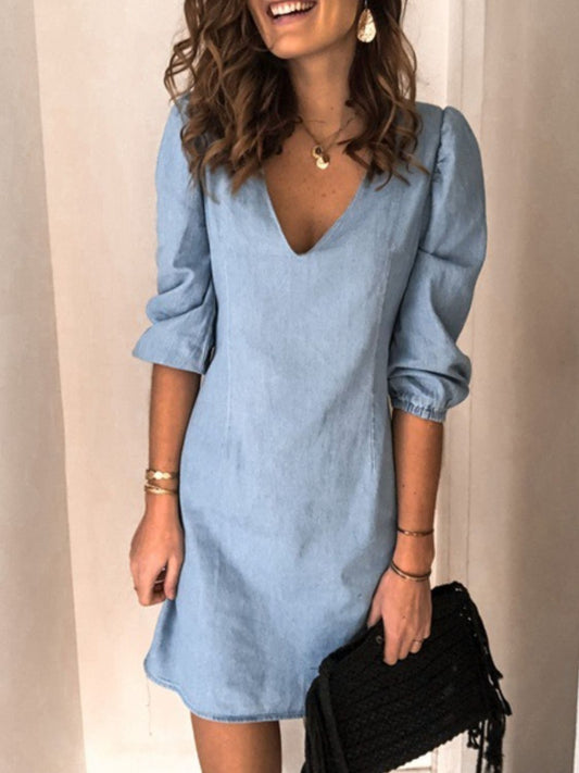 Full Size V-Neck Half Sleeve Dress – Effortless Elegance for Every Day