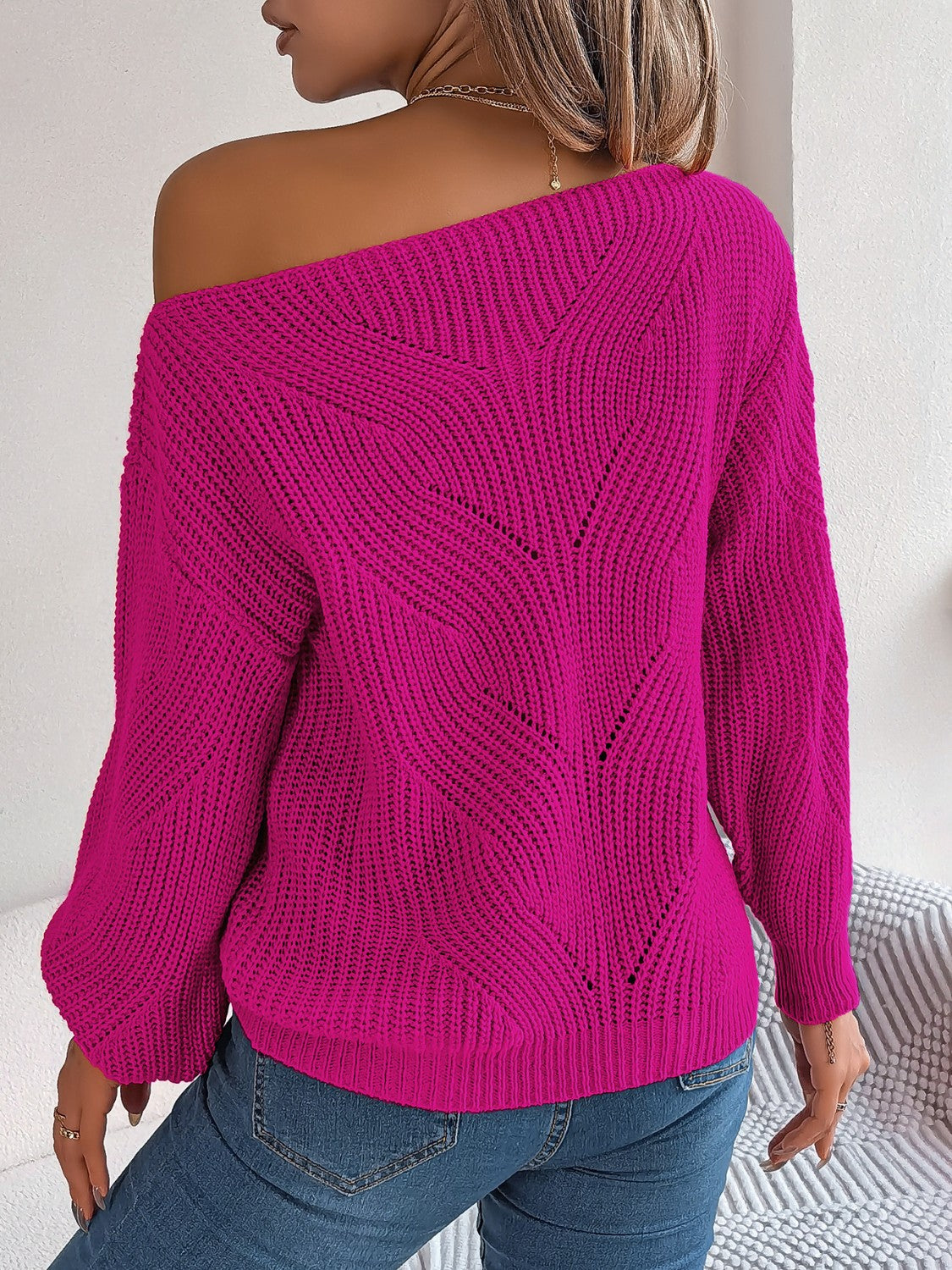 Openwork Long Sleeve Sweater – Effortlessly Stylish & Cozy Knit