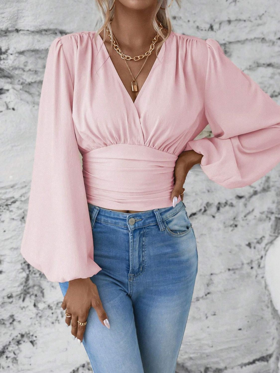 Modern Romance Smocked Sleeve Top