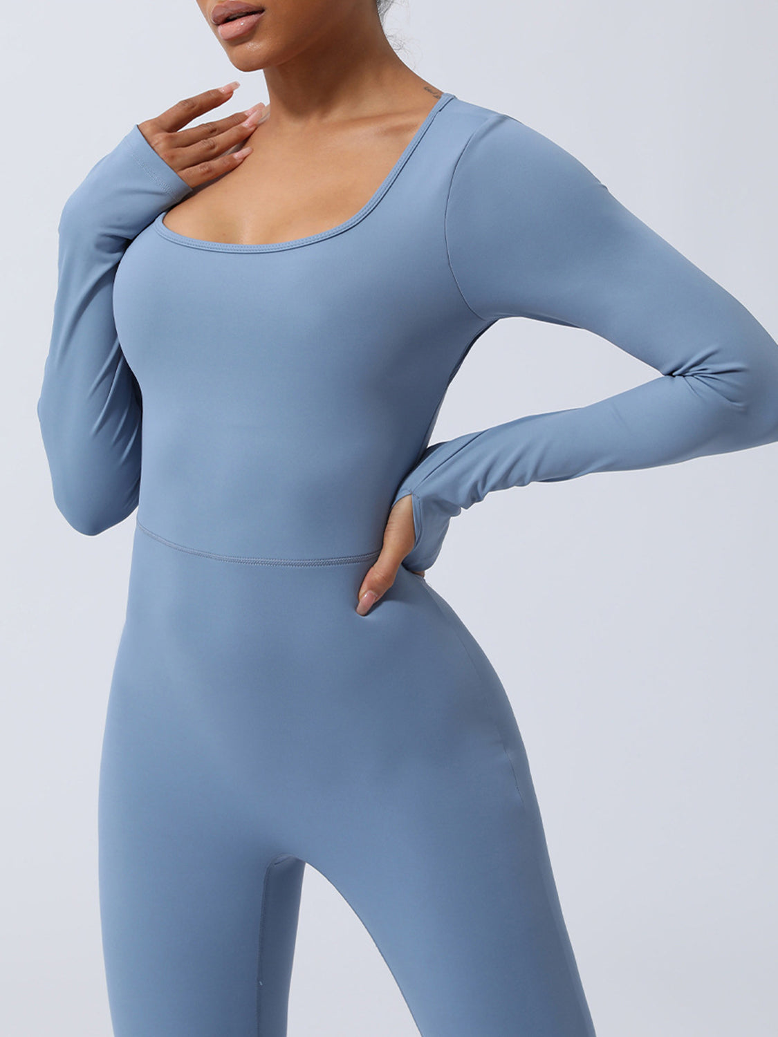 Twist Detail Backless Long Sleeve Jumpsuit