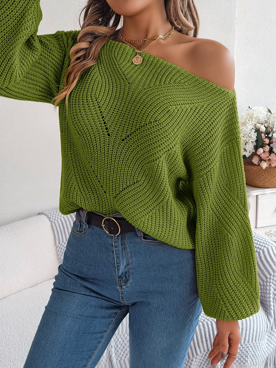 Openwork Long Sleeve Sweater – Effortlessly Stylish & Cozy Knit