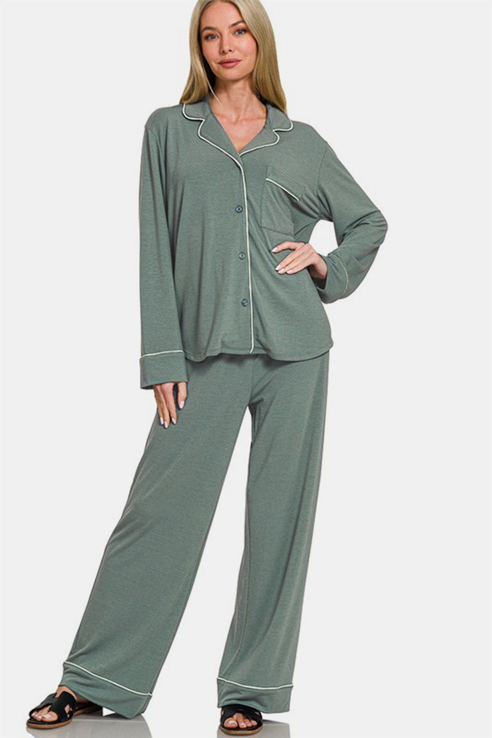 Cozy Chic Long Sleeve Top and Pants Set