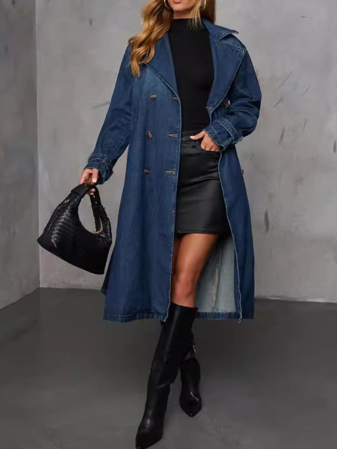 Button-Up Long Sleeve Longline Denim Jacket – Classic & Stylish Layering Piece