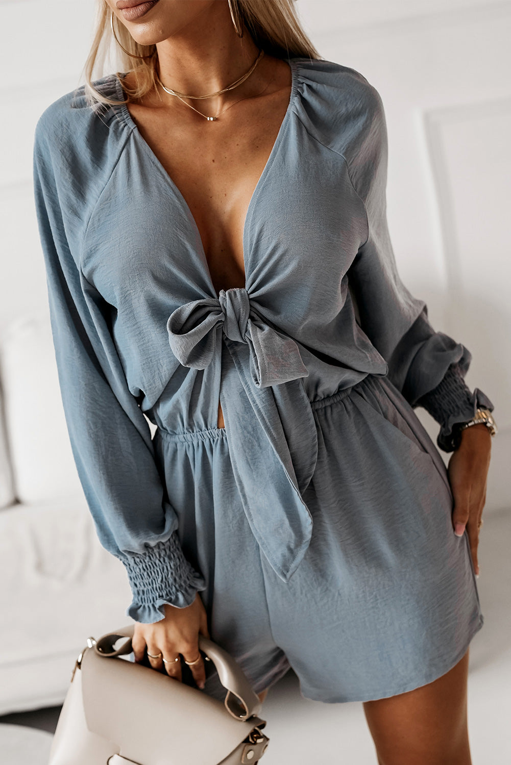 Feminine Allure Plunge Neck Romper