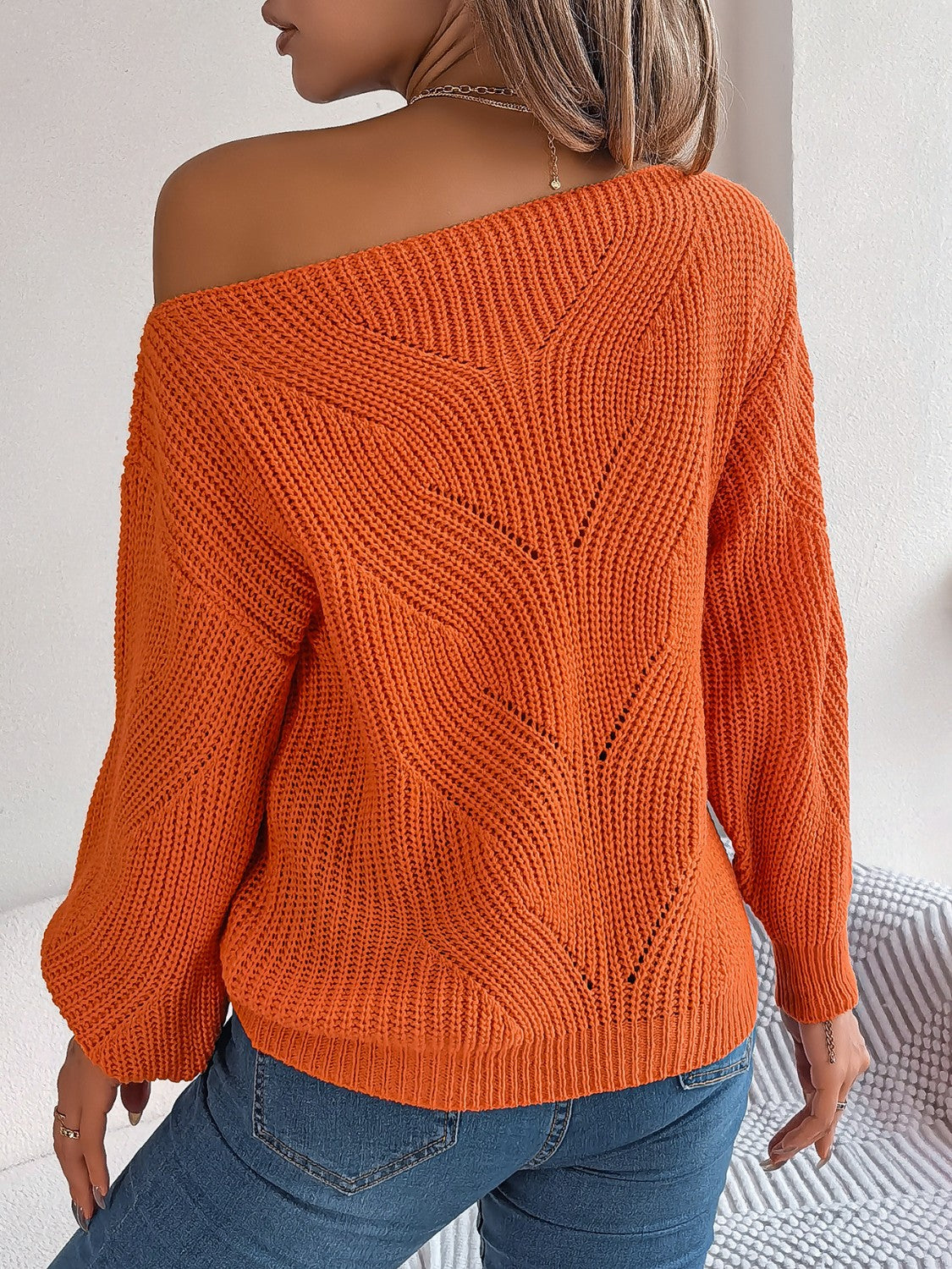 Openwork Long Sleeve Sweater – Effortlessly Stylish & Cozy Knit