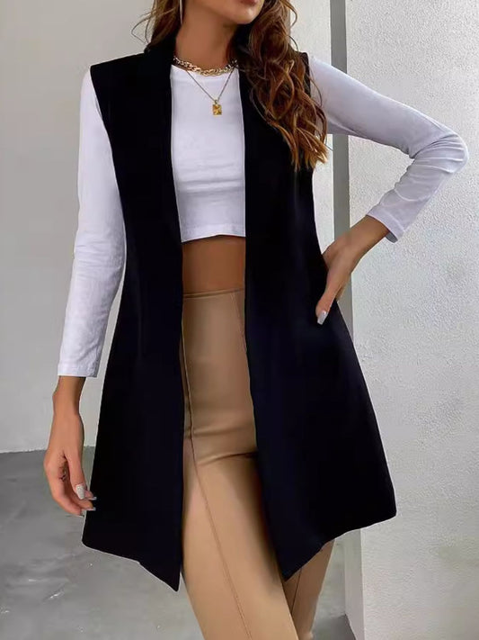 Open Front Longline Vest Coat – Sleek & Versatile Layering Essential