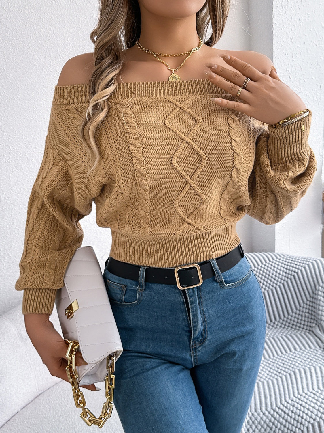 Winter Glow Cable Knit Top