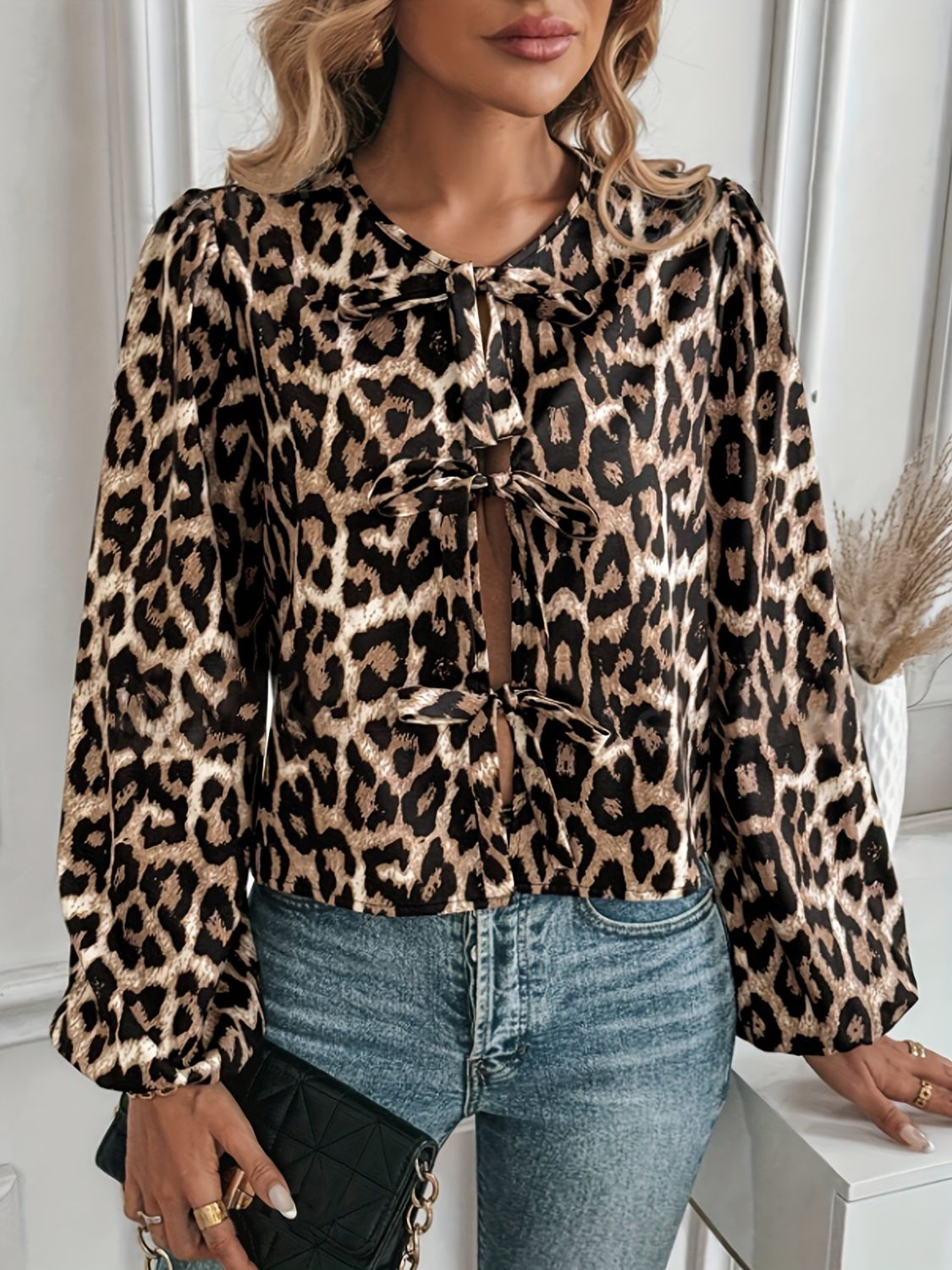 Fierce Flair Leopard Tie Top