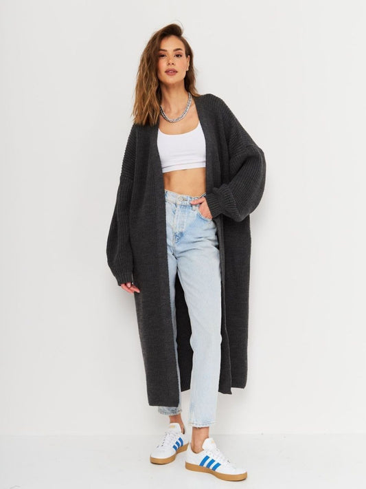 Open Front Long Sleeve Longline Cardigan – Effortlessly Stylish Layering Piece