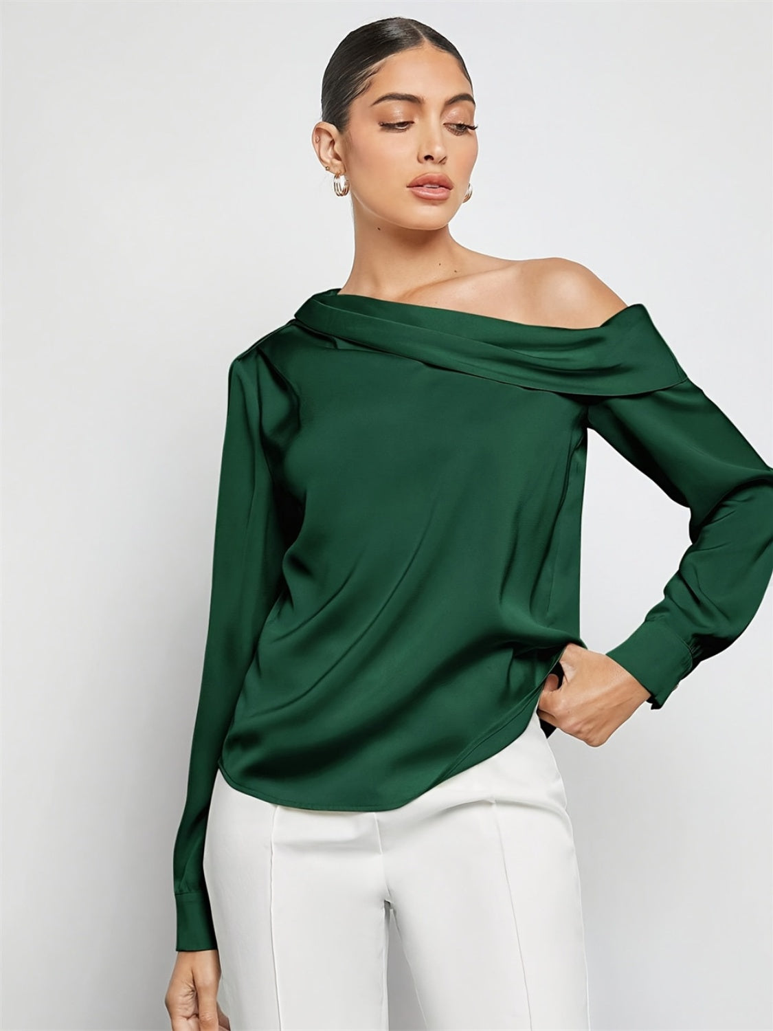 Polished Grace One-Shoulder Blouse