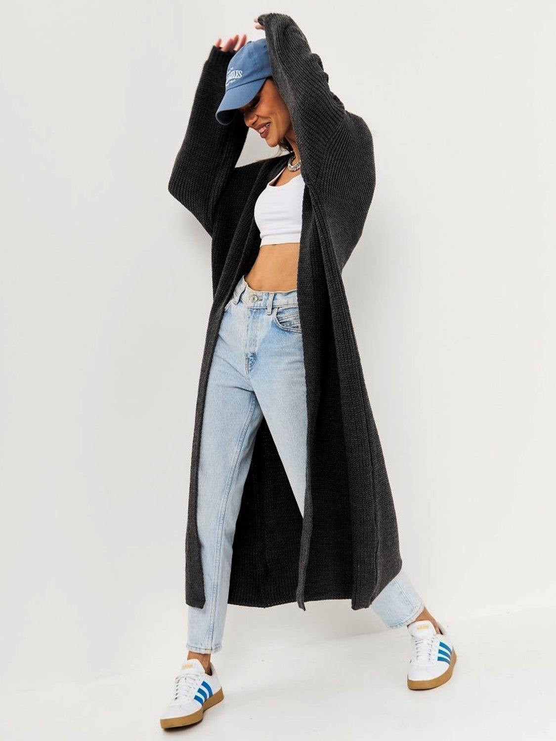 Open Front Long Sleeve Longline Cardigan – Effortlessly Stylish Layering Piece