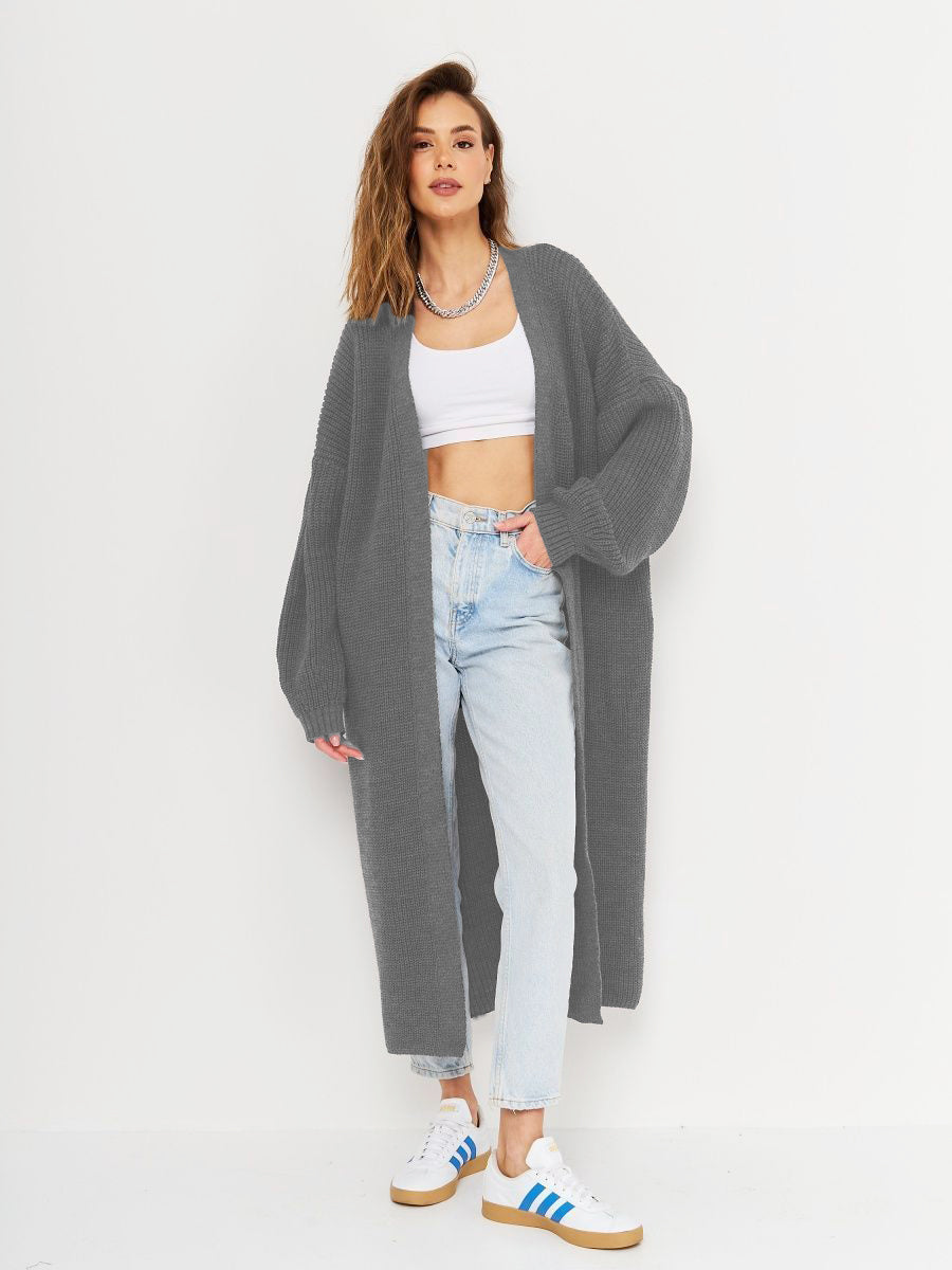 Open Front Long Sleeve Longline Cardigan – Effortlessly Stylish Layering Piece