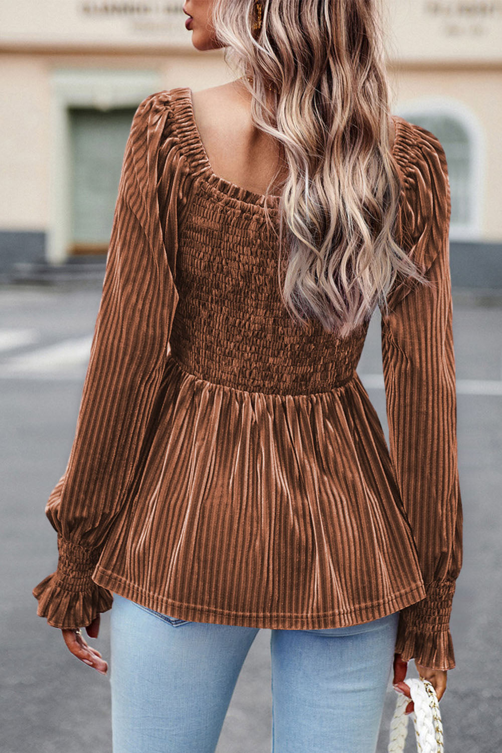 Velvet Charm Smocked Top