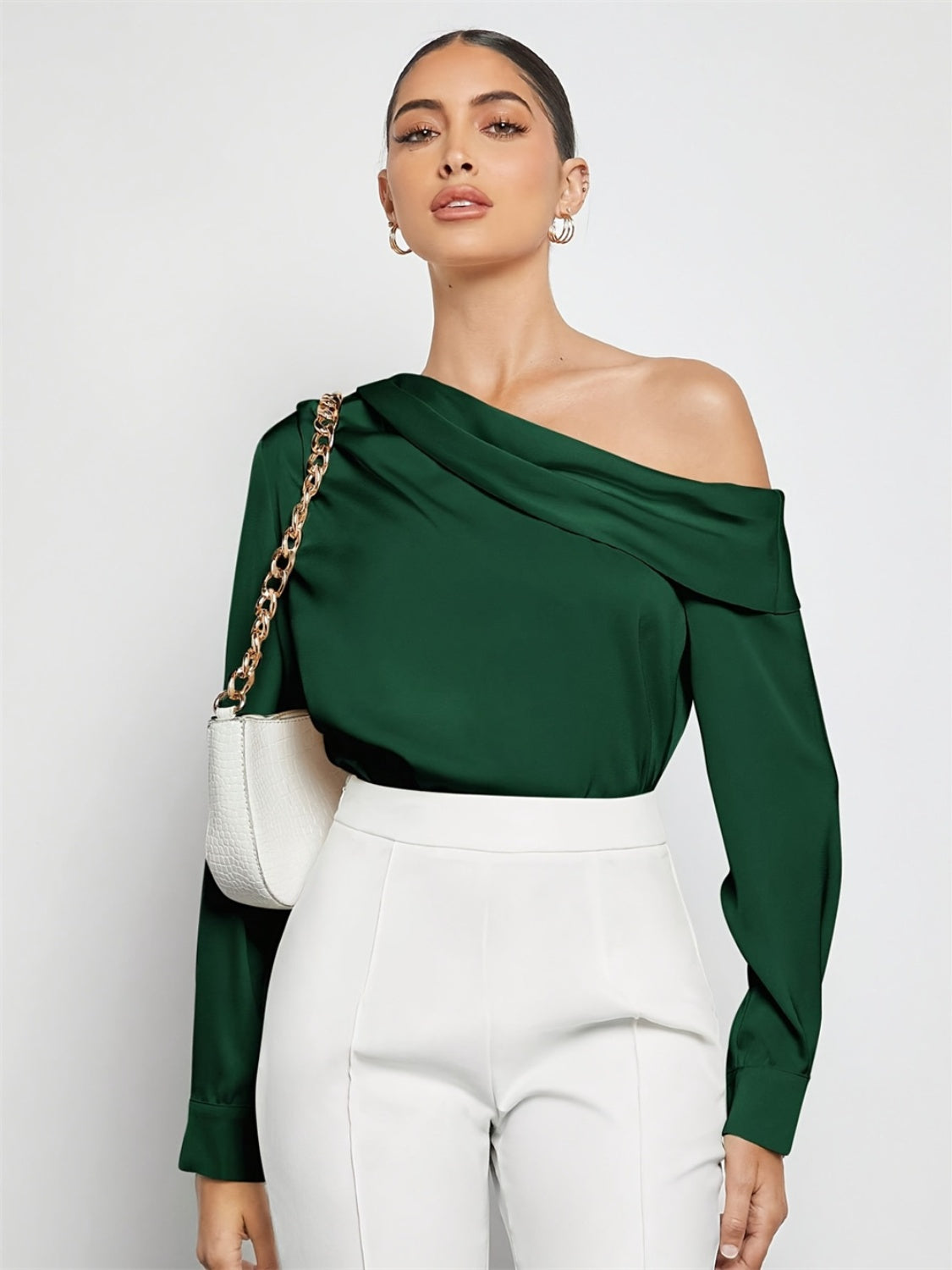 Polished Grace One-Shoulder Blouse