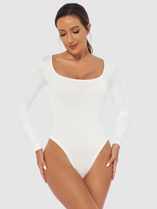 Full Size Scoop Neck Long Sleeve Bodysuit – Classic & Comfortable