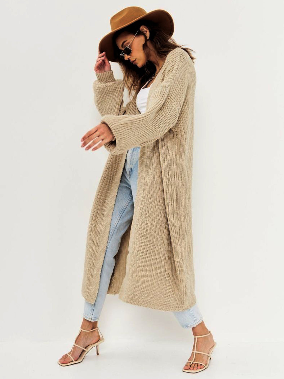 Open Front Long Sleeve Longline Cardigan – Effortlessly Stylish Layering Piece