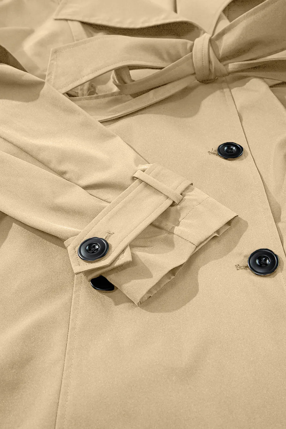 Collared Neck Tie Waist Buttoned Long Sleeve Trench Coat – Timeless & Elegant