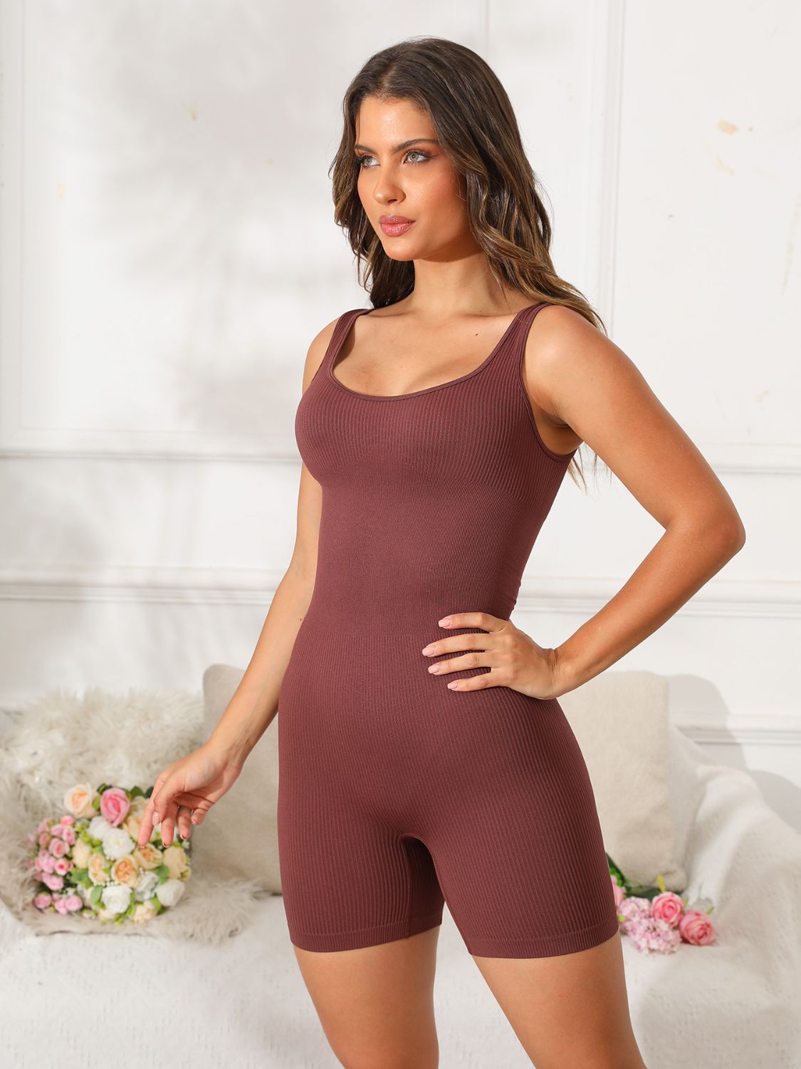 Sleek Motion Scoop Neck Activewear Romper