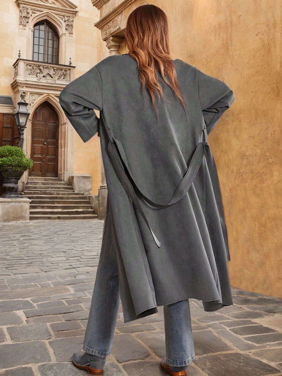 Tie Waist Long Sleeve Coat – Chic & Versatile Outerwear