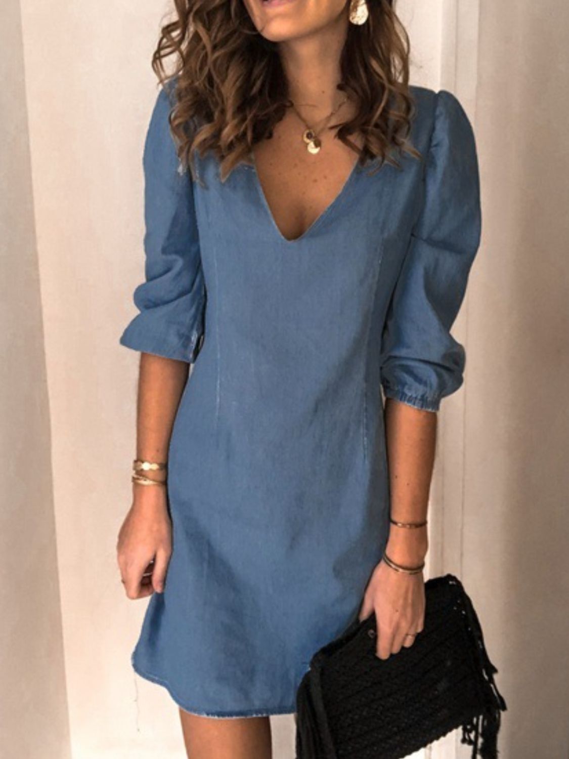 Full Size V-Neck Half Sleeve Dress – Effortless Elegance for Every Day